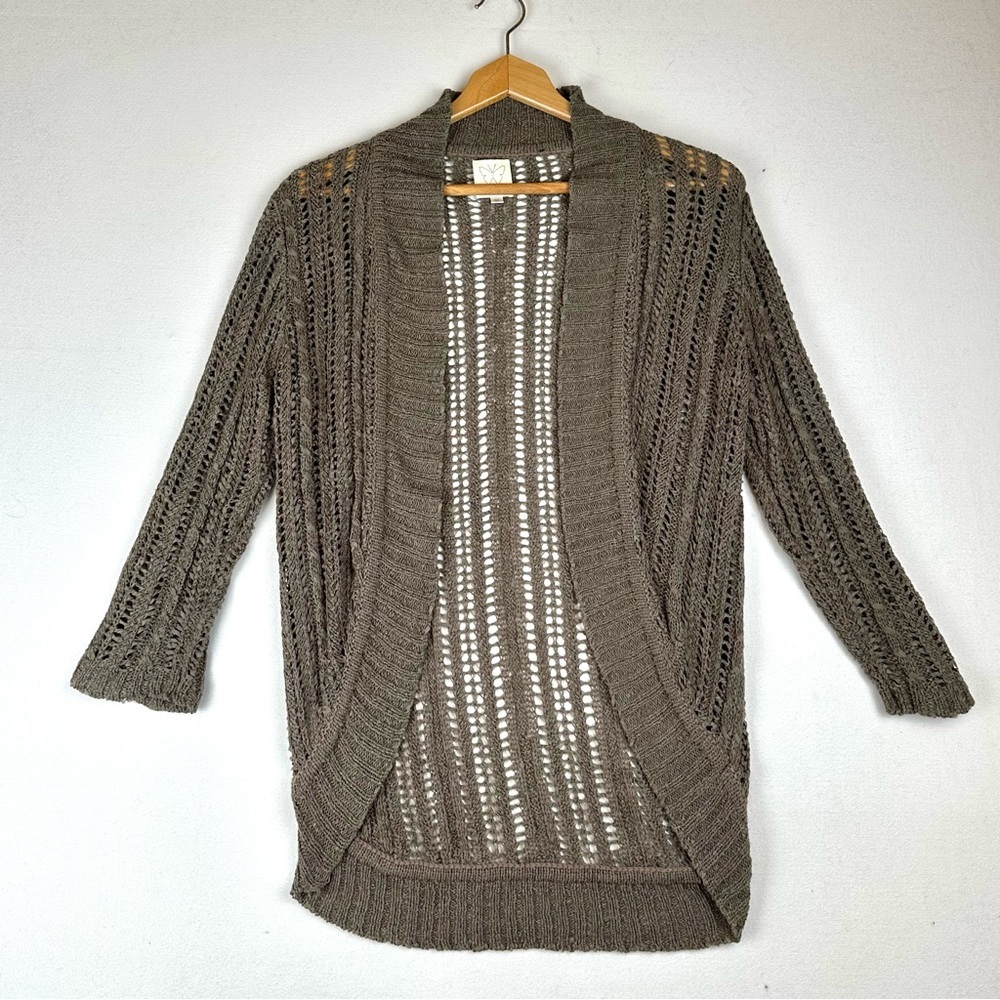 Ella Moss Open Weave Open Front Sweater Cardigan